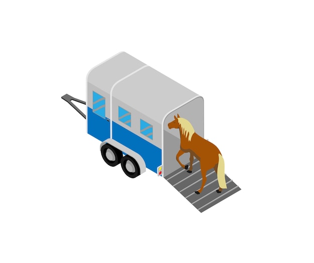 Horse transport in isometric style design Vector illustration