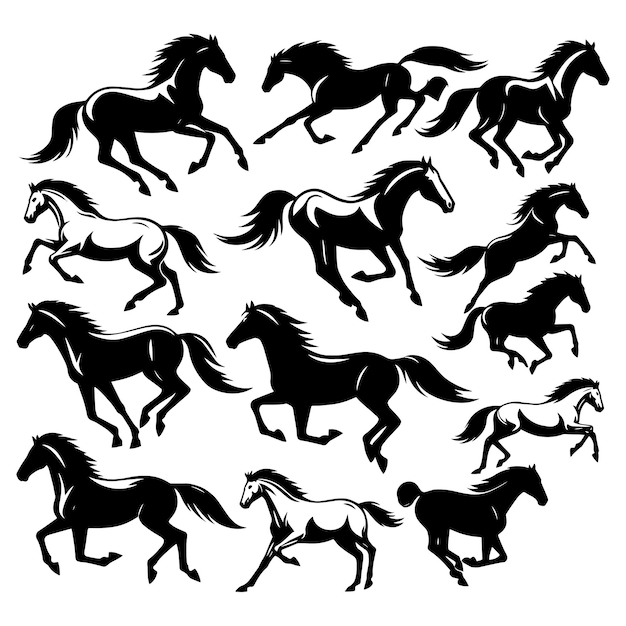 Vector horse vector illustration running horse black silhouette horse