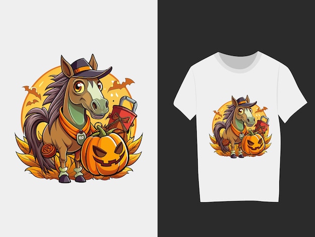 Vector horse with halloween tshirt design