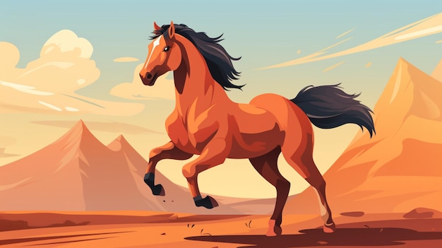 a horse with a horse running in the desert