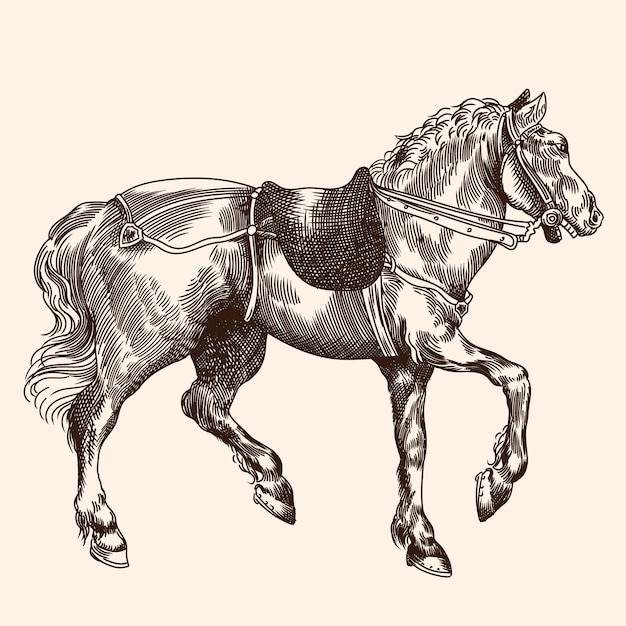 Horse with saddle