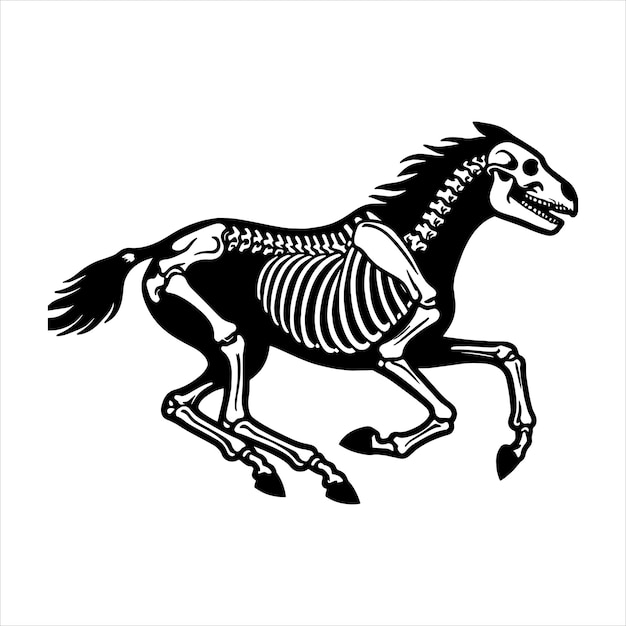 a horse with a skeleton on its back