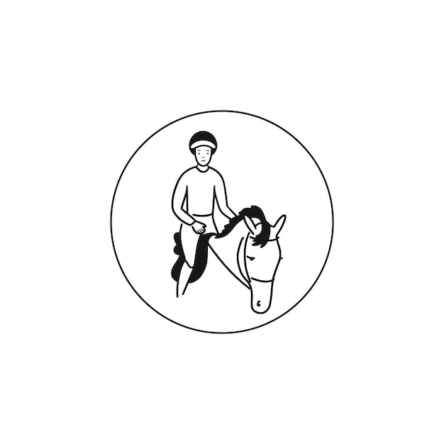 Horseback design vector line circle icon