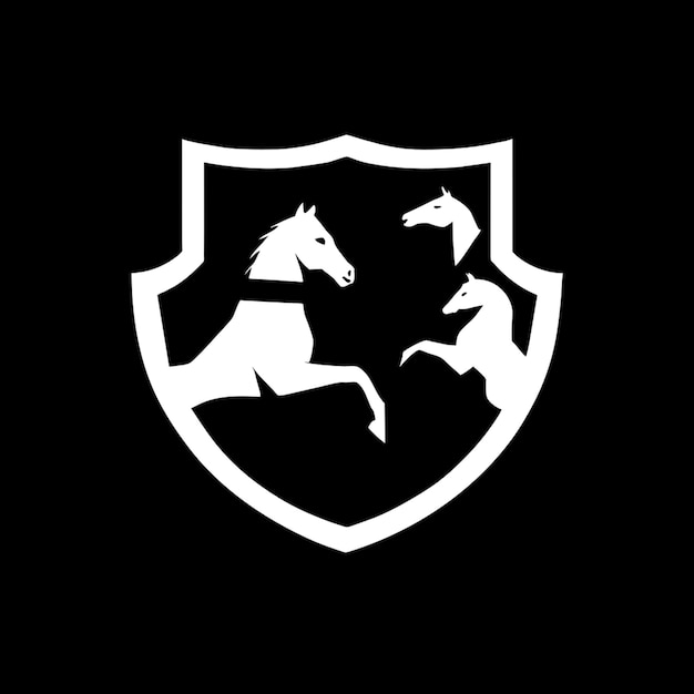 horses with shield vector illustration