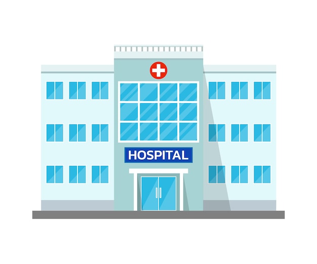 Hospital building in flat style. Vector illustration of medical concept. Suitable for infographic resources. Healthcare and medical diagnostics.