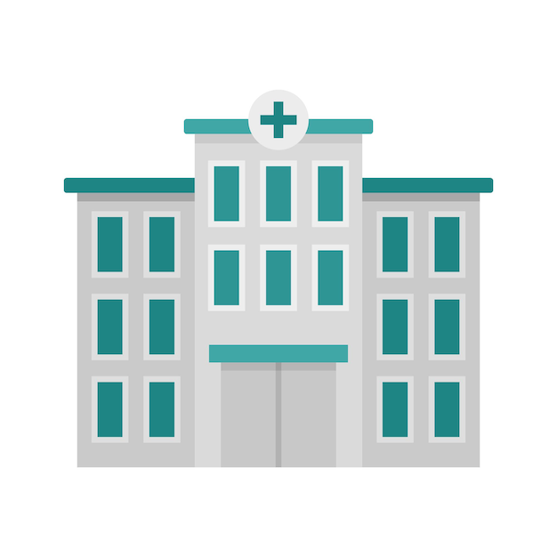 Hospital building icon Flat illustration of hospital building vector icon isolated on white background