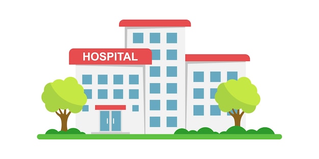 Hospital building icon in flat style