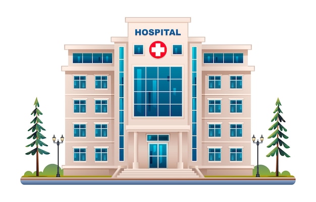 Hospital building illustration Medical clinic vector isolated on white background