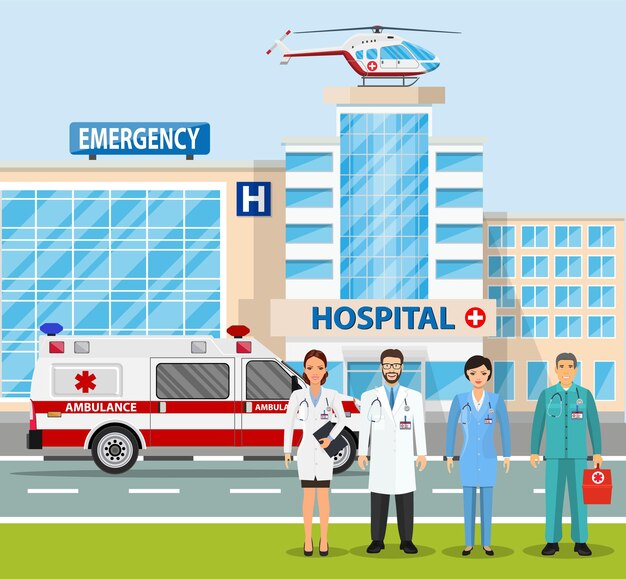 Vector hospital building illustration