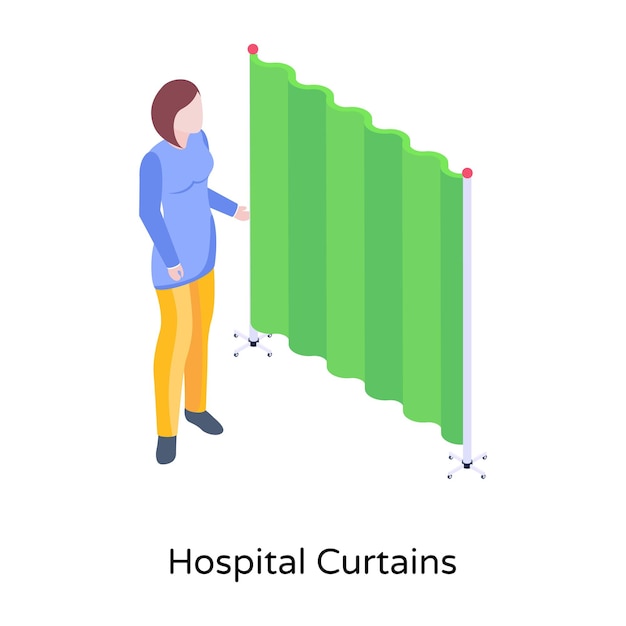 Hospital curtains editable illustration download