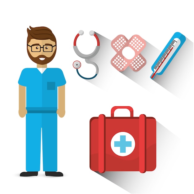 hospital doctor with his tools icon