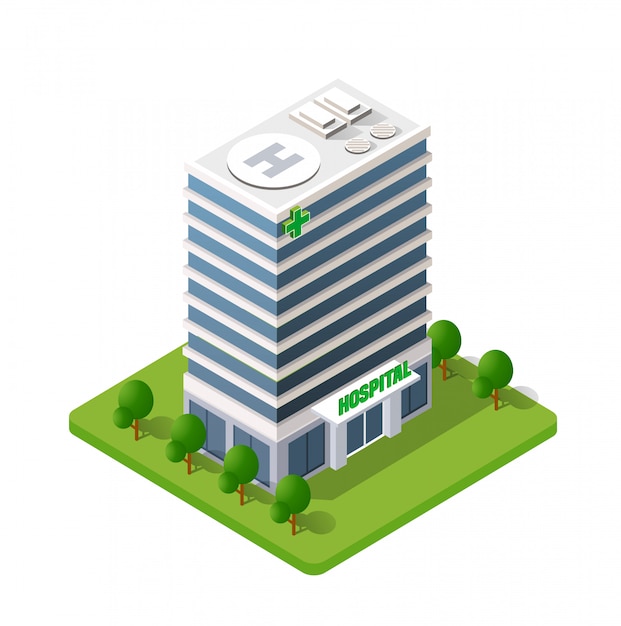 Hospital Isometric 3d Building