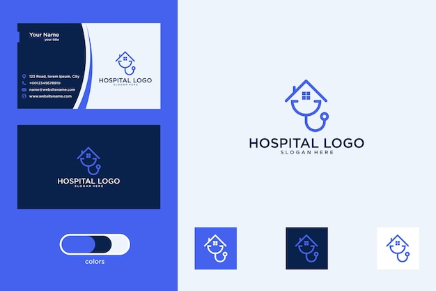 Vector hospital logo design and business card