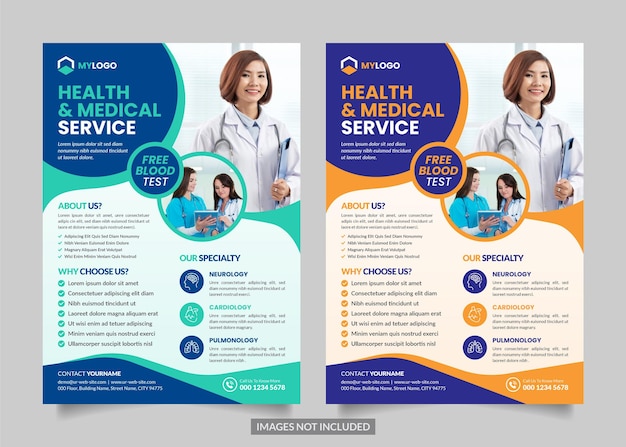 Hospital and Medical Service Flyer Poster Leaflet Template Design