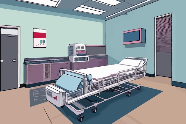 Vector hospital wing indoors illustration