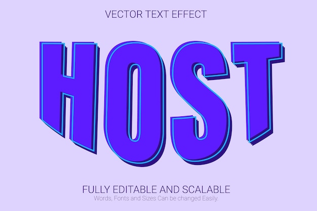 Host editable text effect, blue color text style