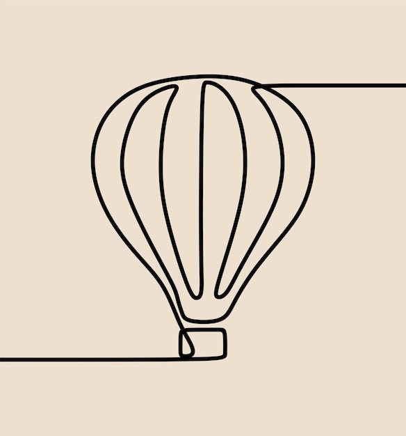 Hot air ballon oneline continuous single line art