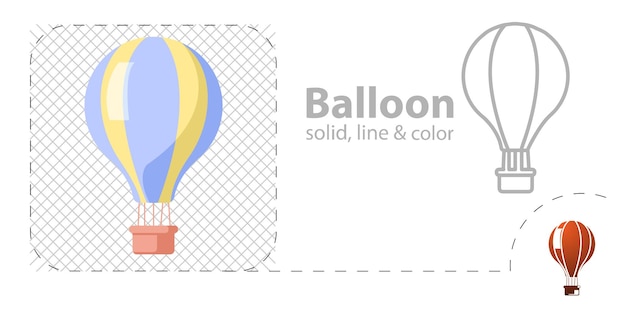 Hot air balloon isolated flat illustration hot air balloon line icon