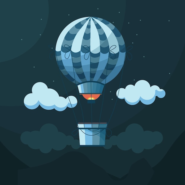 Hot air balloon in the night sky