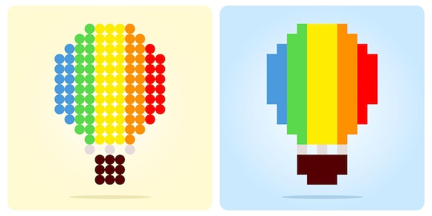 Hot air balloon pixels, Vector illustration of 8 bit game assets