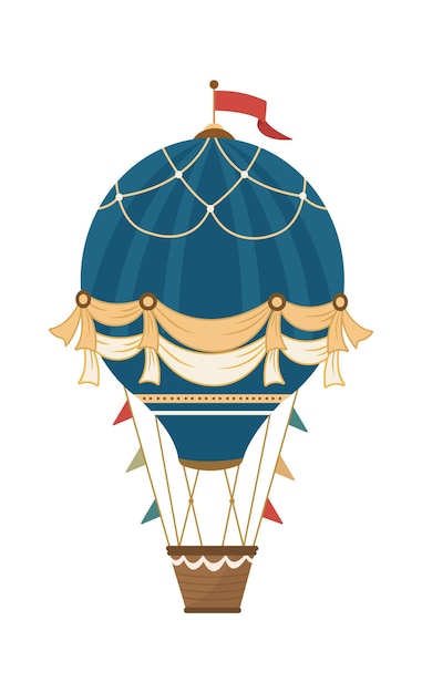 Hot air balloon with decorations Vector illustration