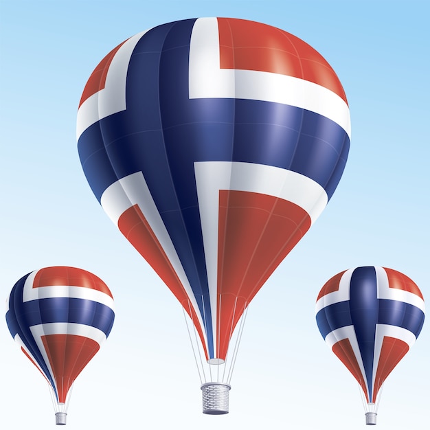 hot air balloons painted as Norway flag