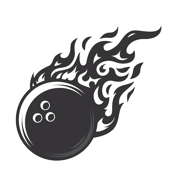 Hot bowling ball fire logo silhouette bowling club graphic design logos or icons vector illustrationxD