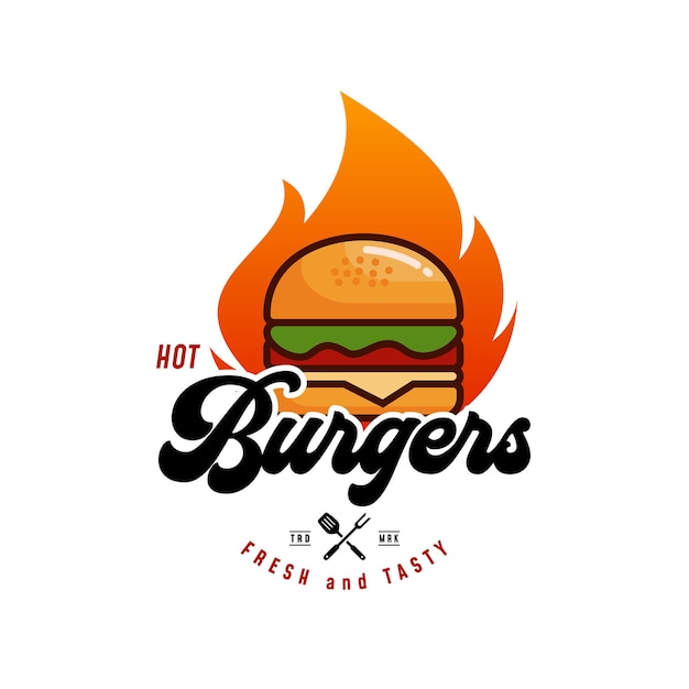 Hot Burger Logo Design Inspiration Vector Illustration Free Vector