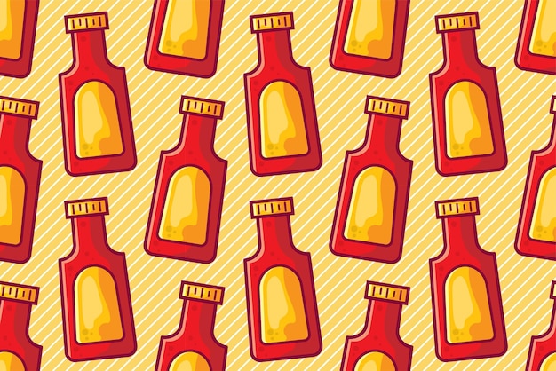 Hot chili ketchup seamless pattern illustration