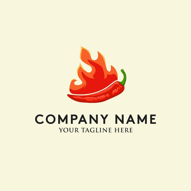 Vector hot chili logo with fire vector