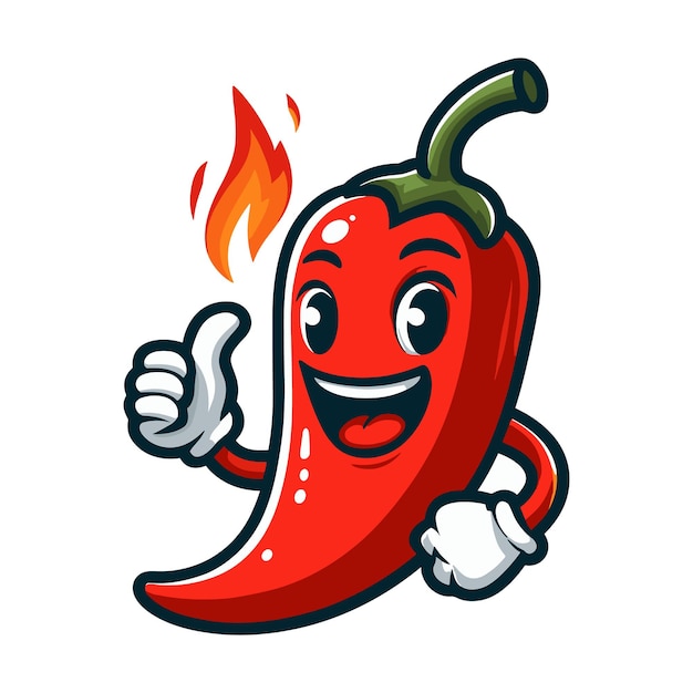 Vector hot chili mascot character illustration on white background