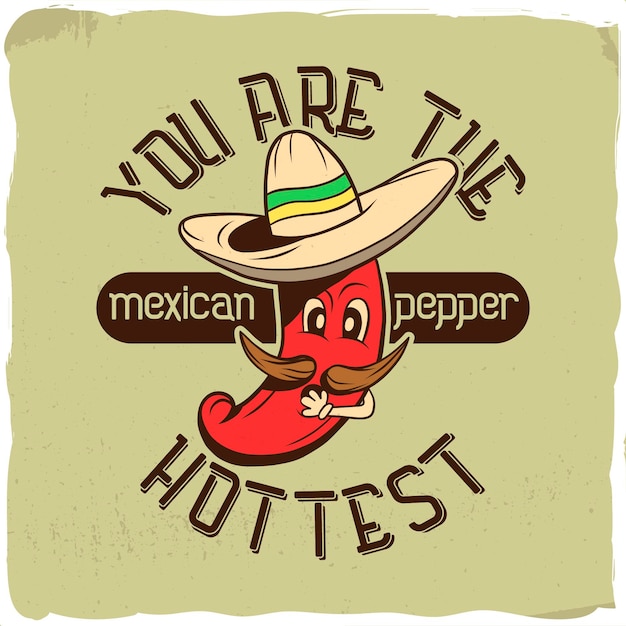 Hot chili pepper with a sombrero