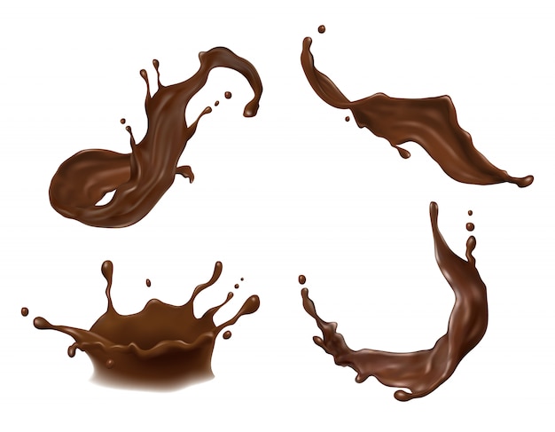 hot chocolate, cacao or coffee splash with drops, blobs, blots 