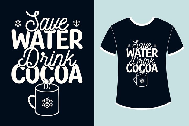 Vector hot cocoa christmas tshirt design template