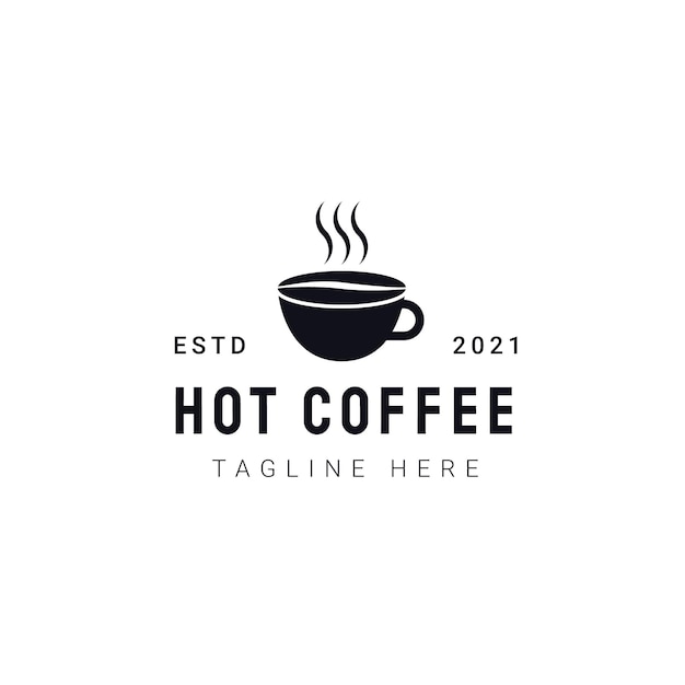 Hot coffee logo template. modern vintage coffee shop labels. vector icon illustration