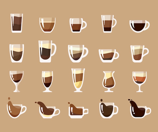 Hot coffee mug vector Popular drink menu in the cafe For drinking to wake up in the morning