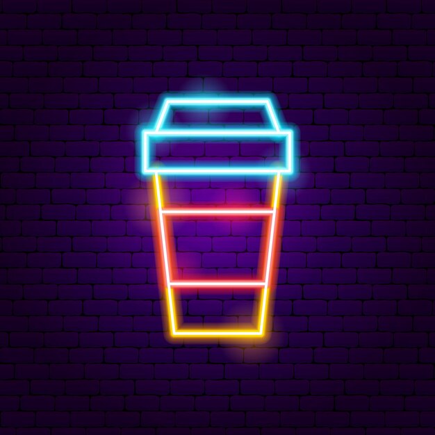 Hot Coffee Neon Sign. Vector Illustration of Cafe Promotion.