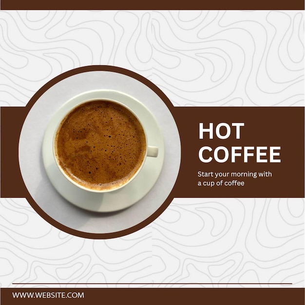 Vector hot coffee promotion banner and flyer design for coffee shops social media post banner template