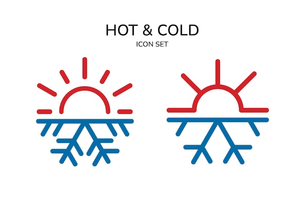 Vector hot and cold symbol or sun and snowflake icon concept logo