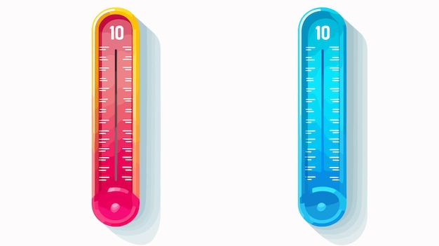 Hot and Cold Thermometer Icon Set on Hot Sunny Day