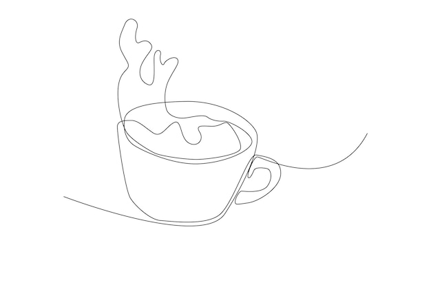 A hot cup of coffee splash line art