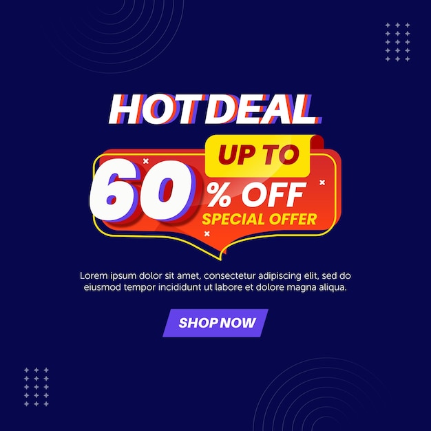 Hot deal 60 percent. Number special discount sign template design