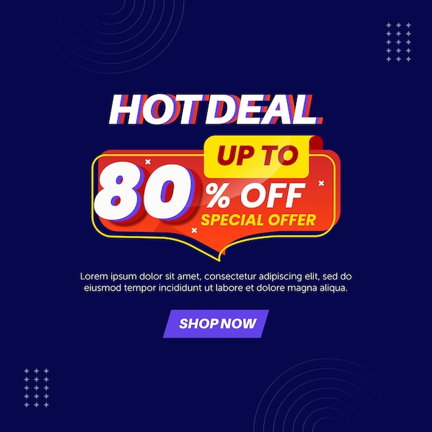 Hot deal 80 percent. Number special discount sign template design