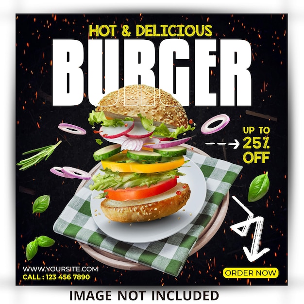 Hot Delicious Burger social media post template