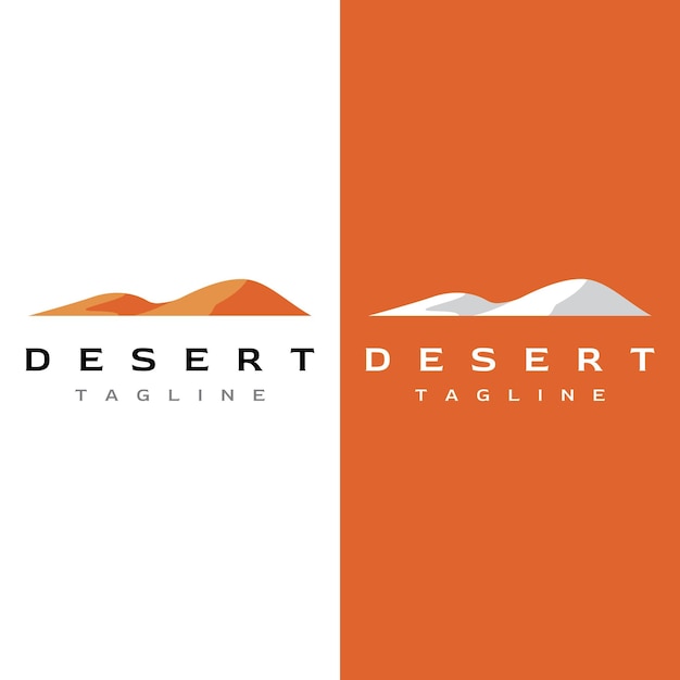 Hot desert and dunes abstract logo template vector design with cactus showing sand dunes isolated background