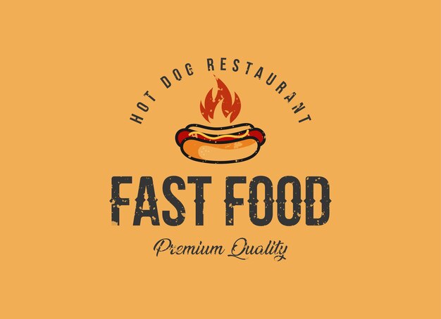 Vector hot dog and fast food restaurant logo design template