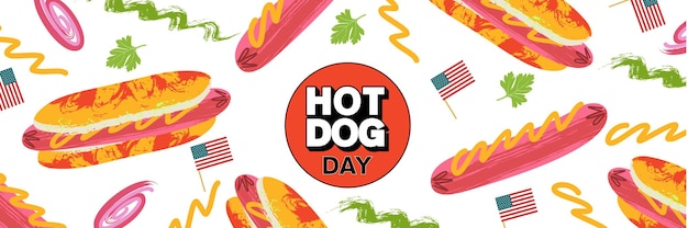 Hot dog Fast food Sausage in a bun Vector illustration