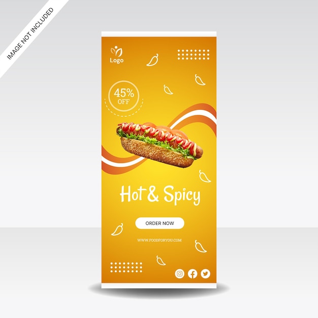 hot dog food roll up banner store promotion design template