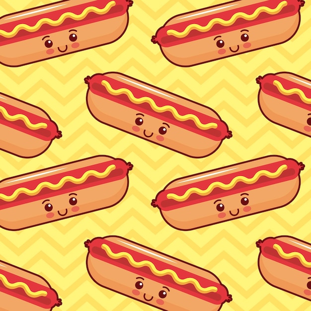 Hot dog kawaii cartoon