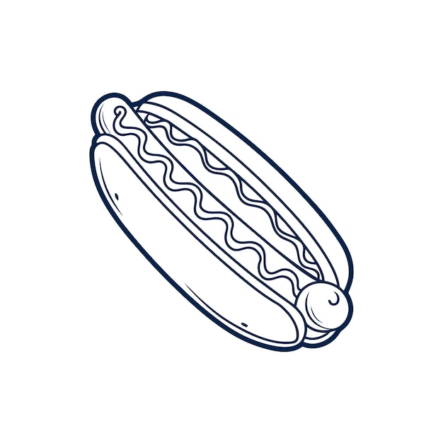 Hot dog line art vector illustration